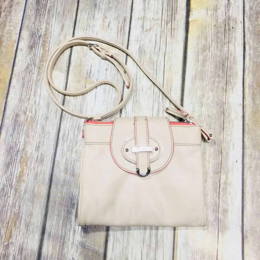 Nine West Trifold Crossbody Purse Nude Coral